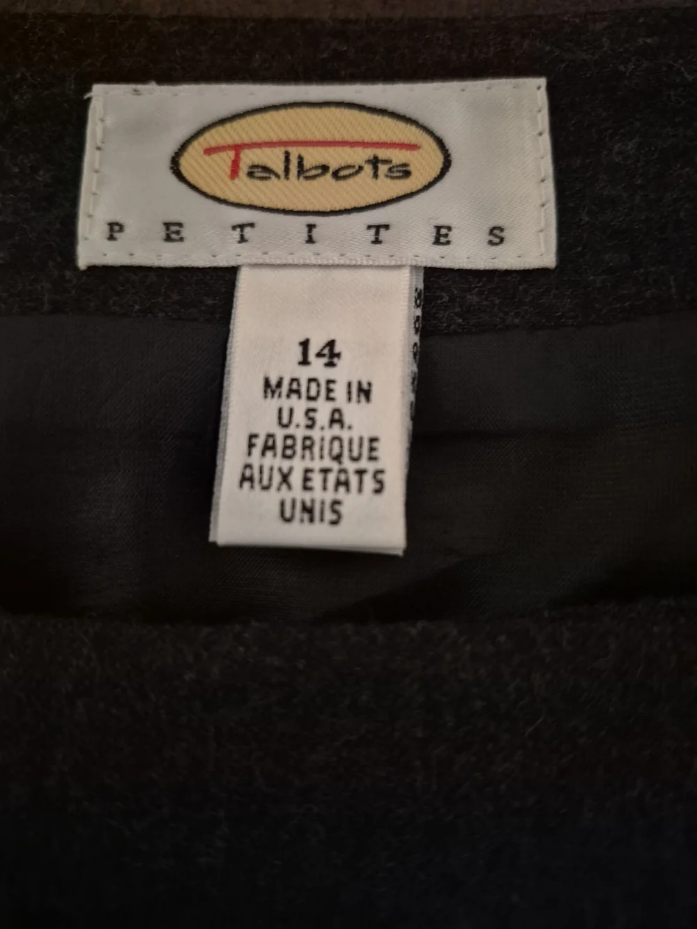 Talbots Petites 14 Gray Wool Twill Wrap Midi Skirt Buckle Lined
